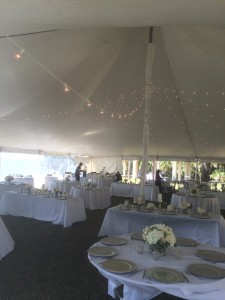 inside a wedding tent